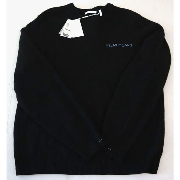 Helmut Lang M09HM702 Men's Sz Small Black Kurt Crew Neck Logo L/S Sweater $375 - Picture 6 of 8